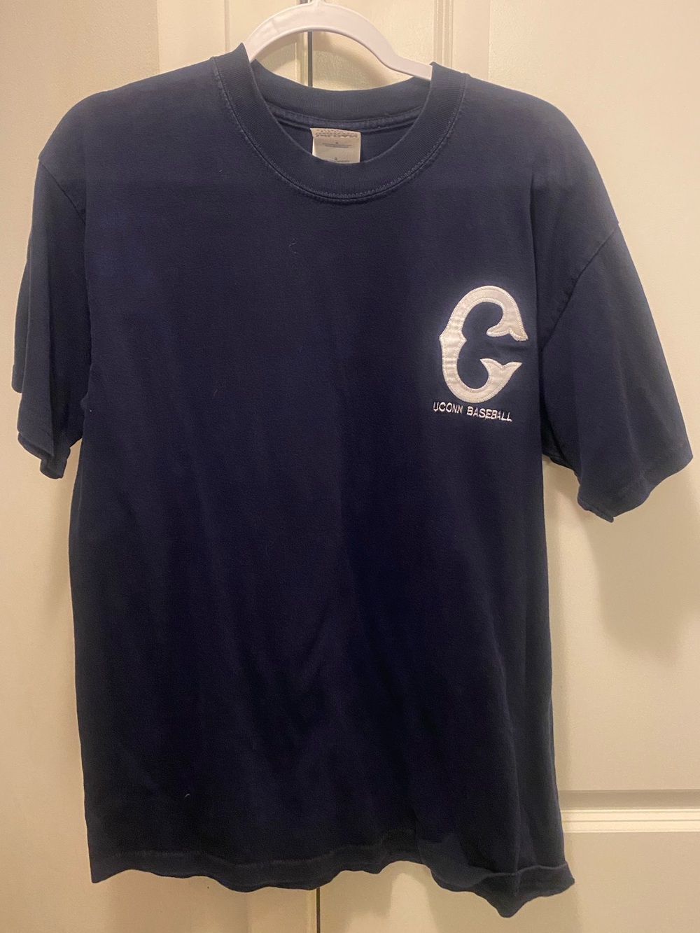 Gildan Navy Short Sleeve Tee with White 'C' UConn Baseball Logo
